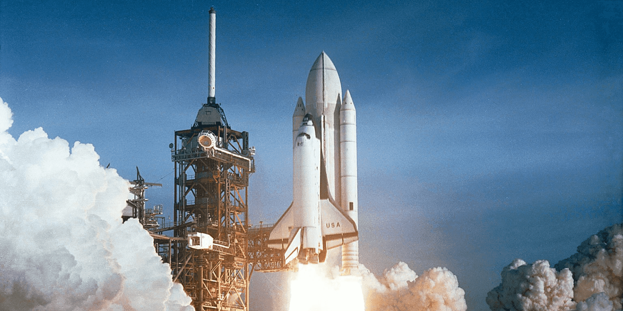 Mission STS-1 on Space Shuttle Columbia launched from Launch Complex 39A at Kennedy Space Center